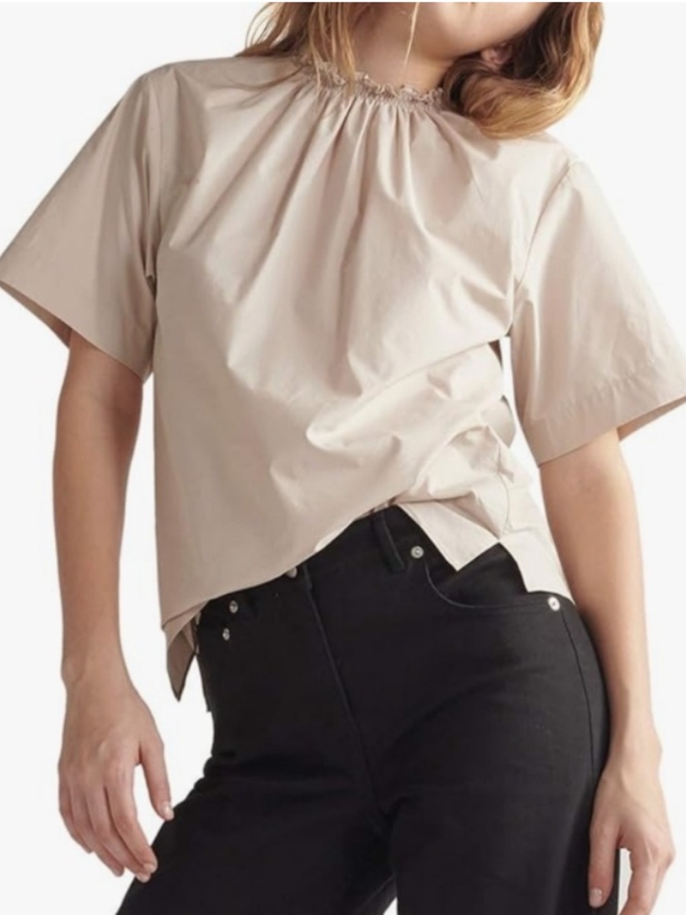 Thakoon Short Sleeve Ruffle-Neck Blouse